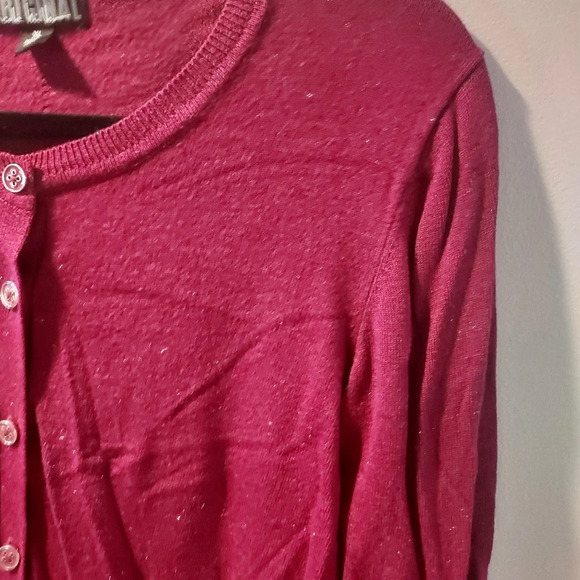 Nicole Miller Original Wine and Silver Sparkle Button Up Long Sleeve Cardigan XL - Picture 6 of 10